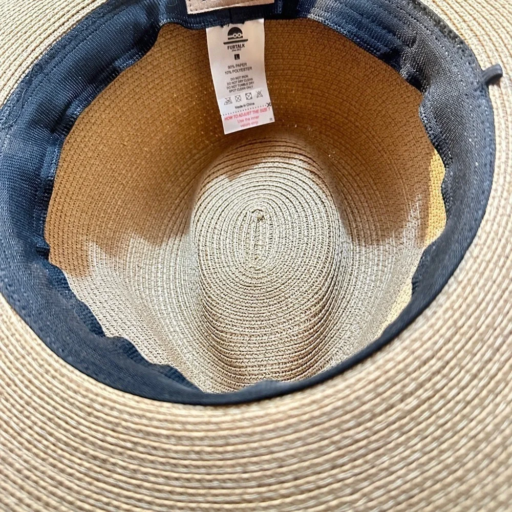 Classic Wide Brim Fedora Sun Hat with Black Band – Furtalk, Adjustable, Size L